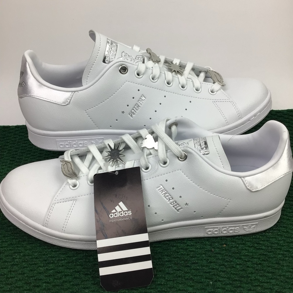 NWT Adidas Shoes Mens 11 White Stan Smith Peter Pan Tinker Bell Disney Sneaker.